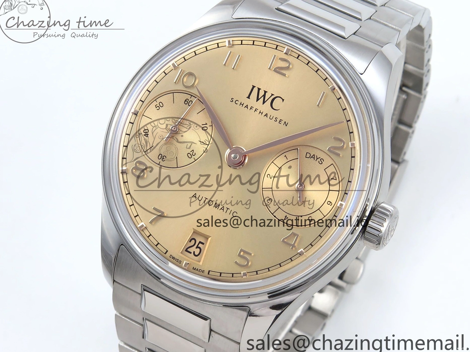 MIROTIME 0314 Portugieser Auto IWC0562B APSF 1:1 Best Edition Gold Dial on SS Bracelet A Reliable 6996